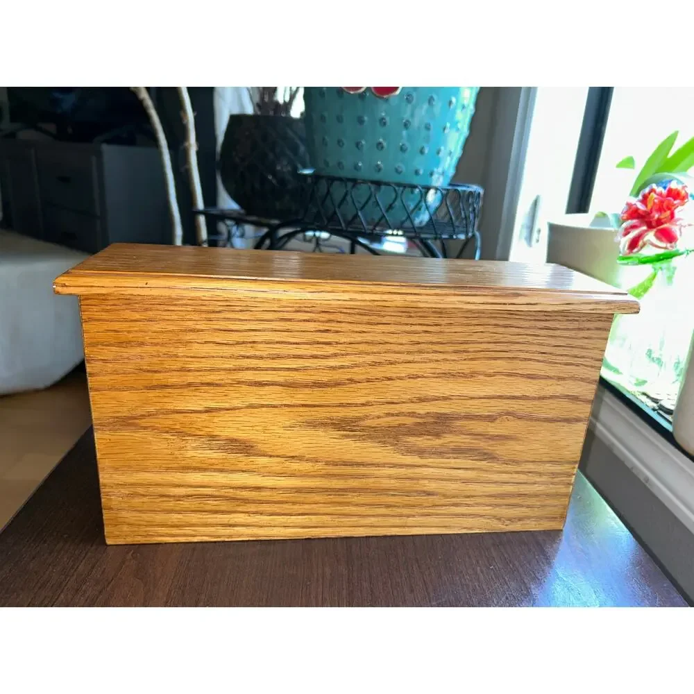 Vintage wood wooden roll-top Jewlery box with drawer bread box style